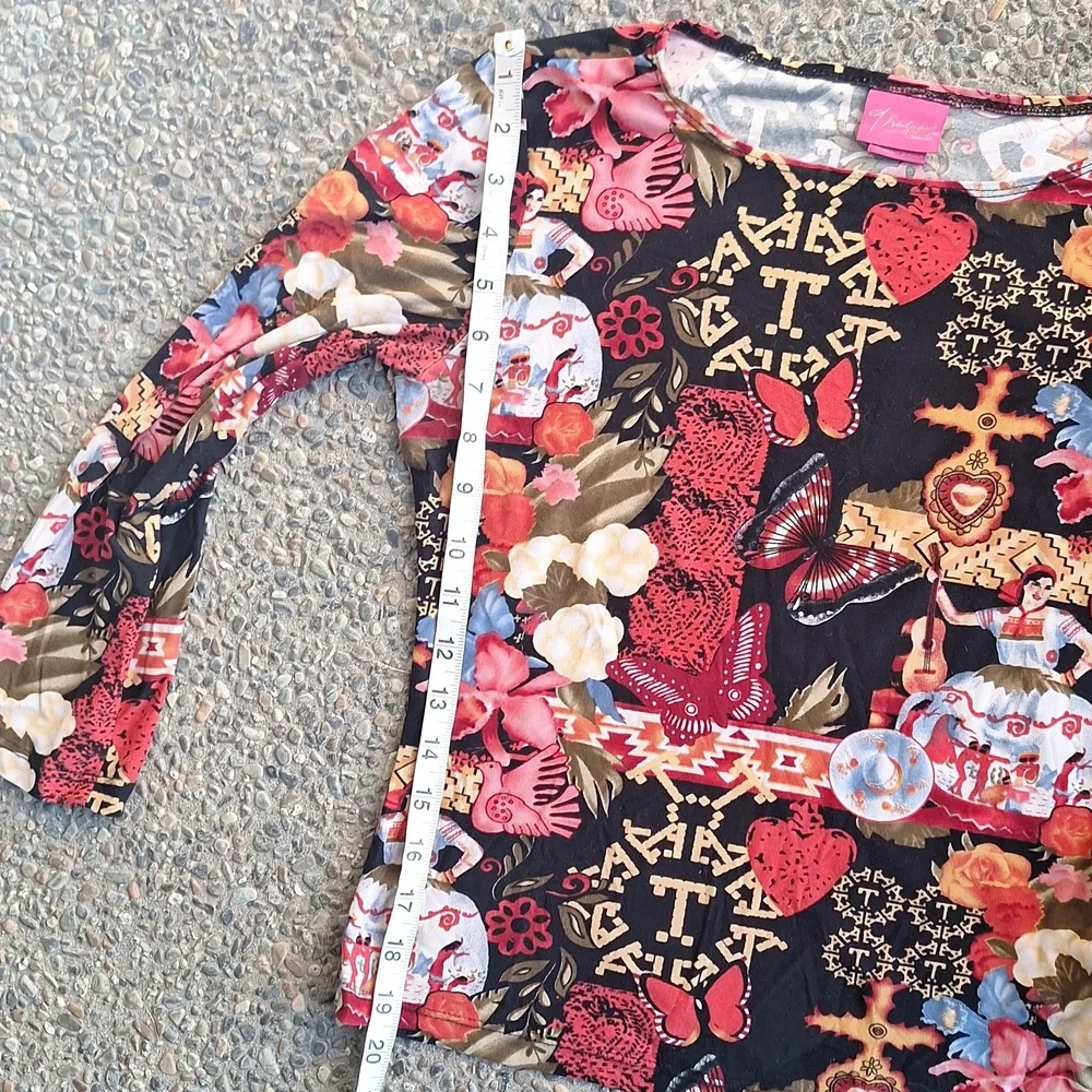 Vintage y2k Thalia Sodi all over print 3/4 top butterflies guitar women small - Picture 4 of 11
